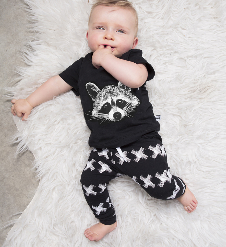 New baby clothes cotton animal bear European and American children clothes pants set