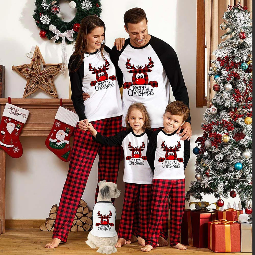 Family Christmas Pajamas Matching Sets Christmas Sleepwear Parent-Child Pjs Outfit For Christmas Holiday Xmas Party